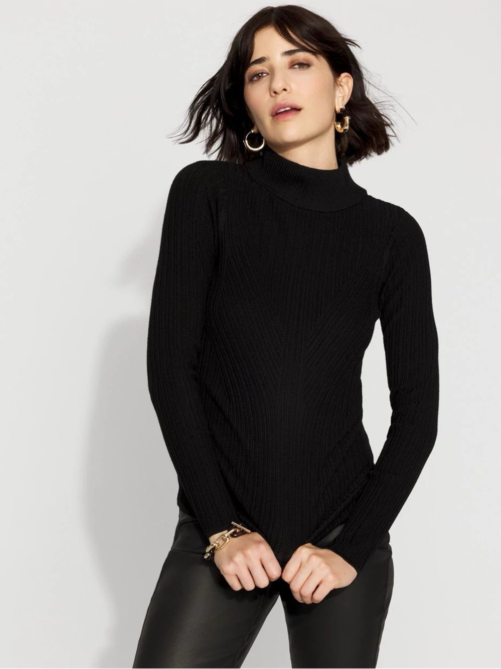 White House Black Market Essential Mock Neck Rib Sweater Size Large